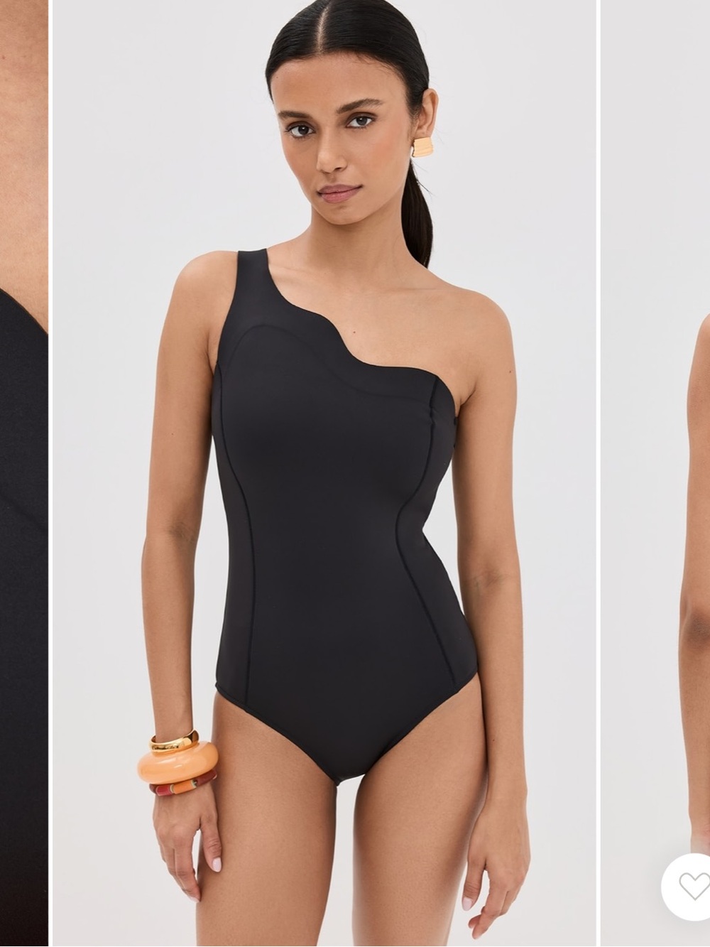 NWT STAUD Starboard One-Piece Black One-Shoulder swimsuit, S